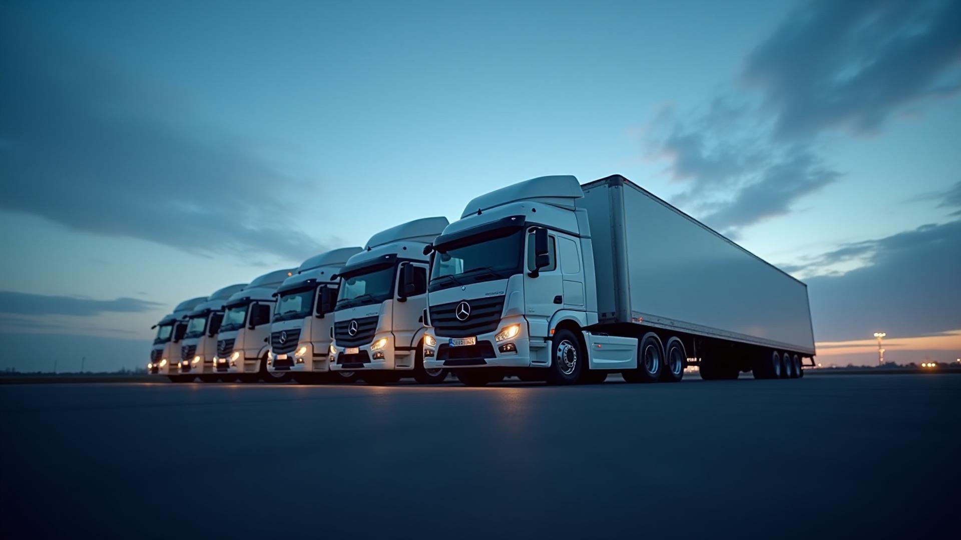 A uniform row of modern D&D Trucking commercial vehicles ready for deployment in Ohio