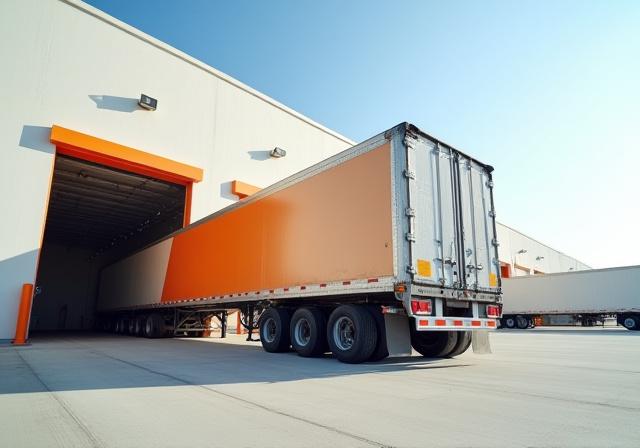 Delivery truck making multiple stops at commercial retail locations