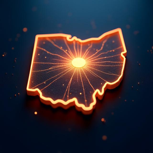 Illustration of a hub-and-spoke logistics network focused on Ohio