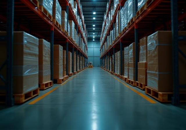Organized palletized cargo in a modern Ohio warehouse facility