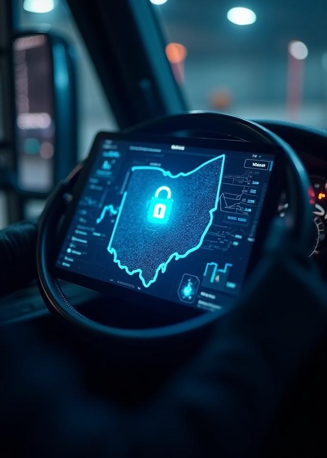 A high-tech digital security interface representing logistics data protection